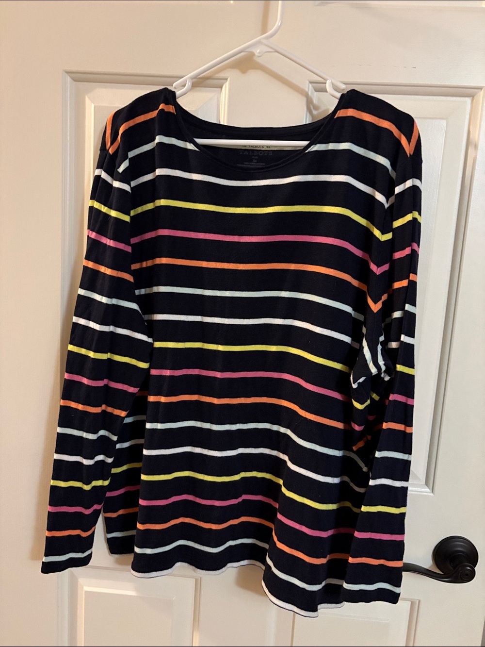 Talbots Black and White Striped Tee
